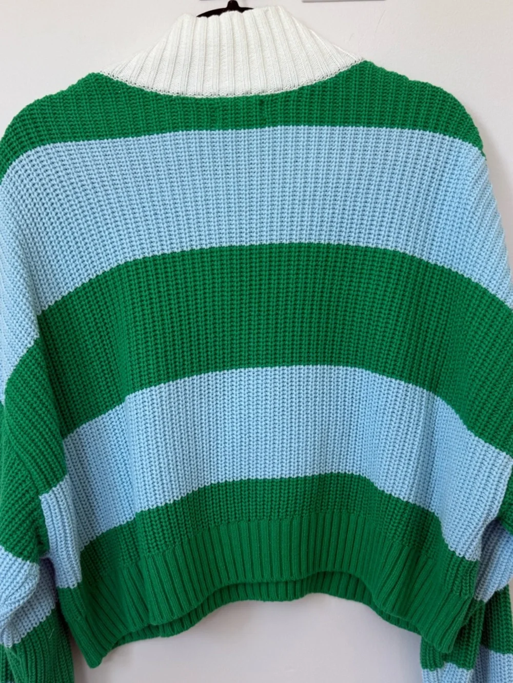 STAUD Cropped Hampton Sweater Grass/Shallow Rugby Stripe